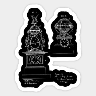 geographical clock Vintage Patent Hand Drawing Sticker